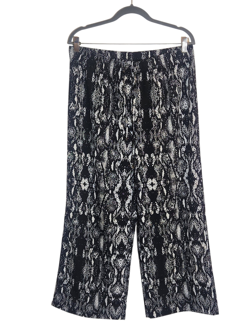 Calvin Klein Black and White Snakeskin Print Wide Leg Pants Size Medium